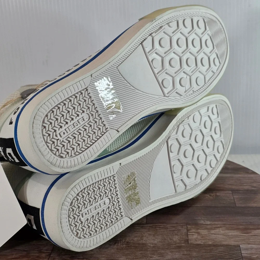 Diesel S-Dvelows‎ Mid High Top Sneakers Mens Size 12.5 White Green Graphic Suede